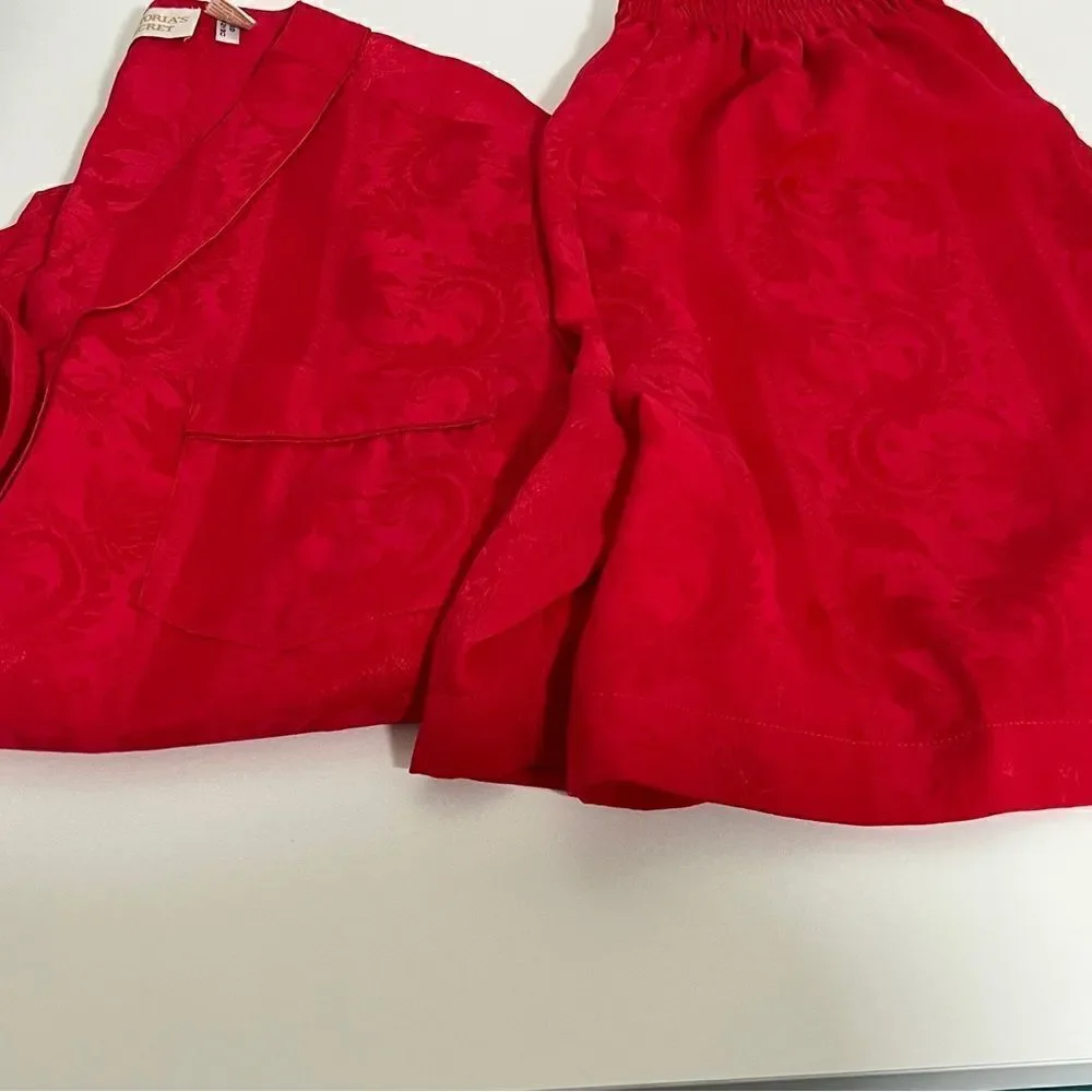 Vintage RARE Gold Label Victoria’s Secret 2 PC Pajama M Christmas Red Shorts